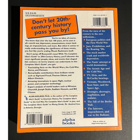 The Complete Idiot’s Guide to 20th-Century History - Alan Axelrod 1999 Paperback - Picture 2 of 8
